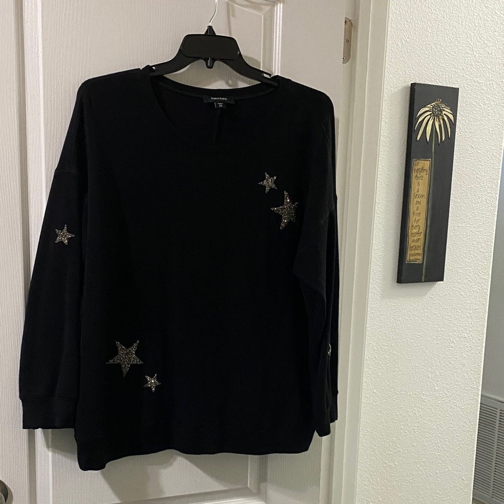 Karen Kane Black Star-Embellished Sweatshirt